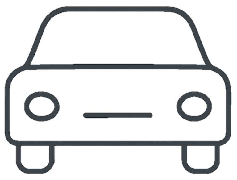 Ein einfaches, minimalistisches Fahrzeug-Icon mit zwei Scheinwerfern.