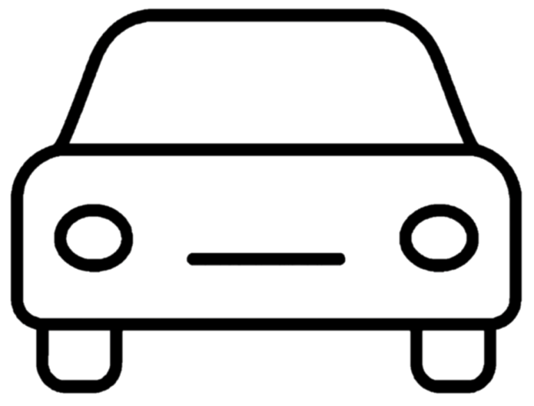 Ein einfaches, minimalistisches Fahrzeug-Icon mit zwei Scheinwerfern.